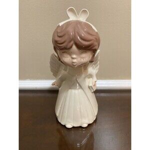 Beautiful 8" Tall Ivory Colored Kissing Angel with Book Figurine Collectible